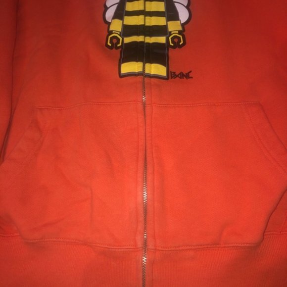 K-pop Bee Lego Man Youth Large Orange Hoodie Full Zip Graphic Sweatshirt - Picture 7 of 9